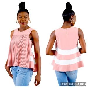 Pleated front and strip back top